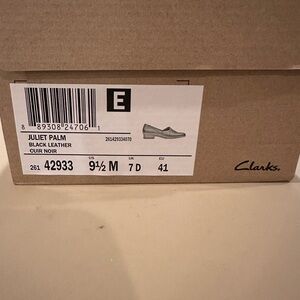 Clarks Juliet Palm Black Leather Loafers sz 9.5